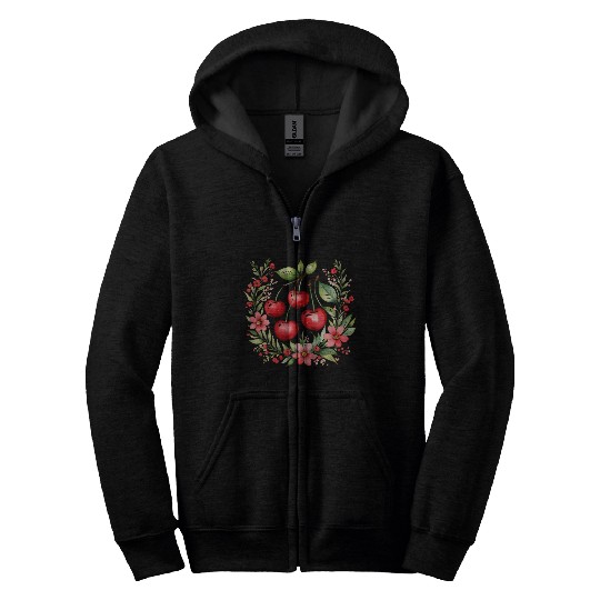 I love cherry Zip Hoodies