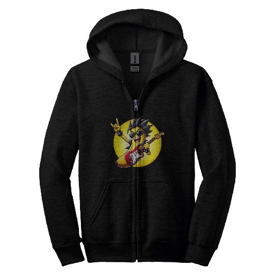 Cool Banana Playing Guitar Zip Hoodies