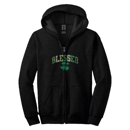 Blessed Mama St Patricks Day Spring and Summer Zip Hoodies