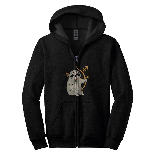 Sagittarius Zodiac Sloth Archer Adventure Zip Hoodies