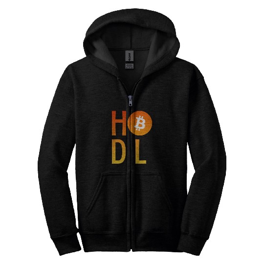 HODL Bitcoin Minimalist Art Zip Hoodies