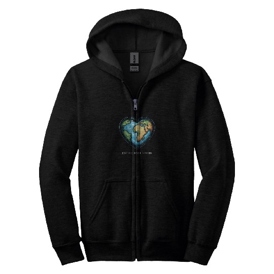 Keep the Heart Beating Environment Earth Day Earth Zip Hoodies