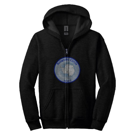 Antartic circle map with Latitude Zip Hoodies