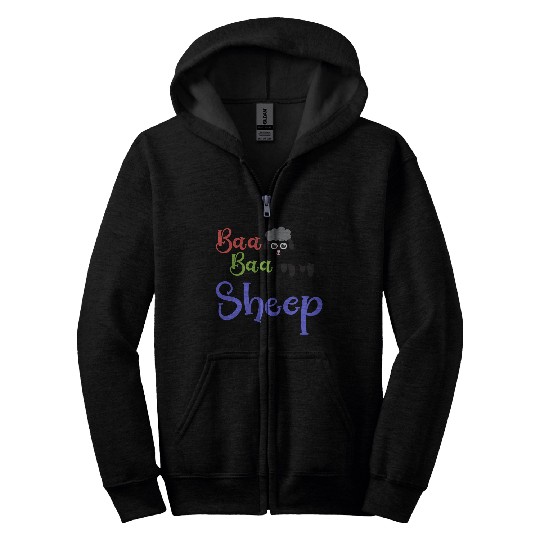 Baa Baa Black Sheep – Whimsical Nursery Rhyme Art Zip Hoodies