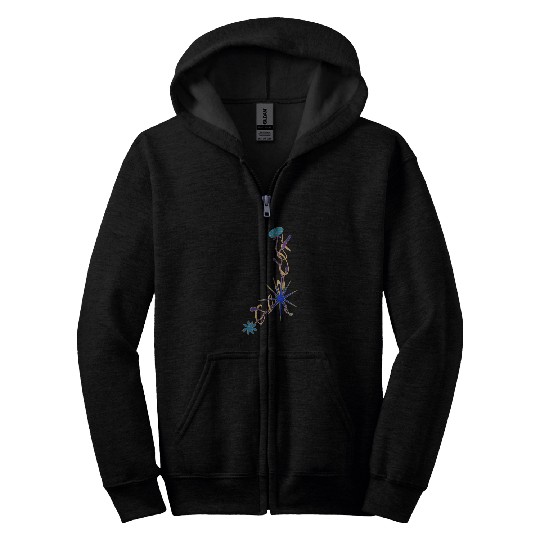Cancer – Floral Star Constellation Script Zip Hoodies
