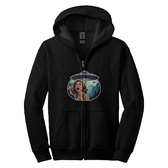 UFO Invasion Alien Abduction Horror Zip Hoodies
