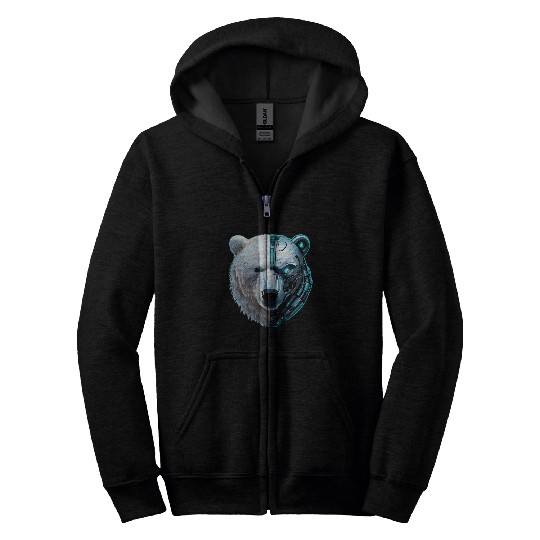 Cyborg Polar Bear Zip Hoodies