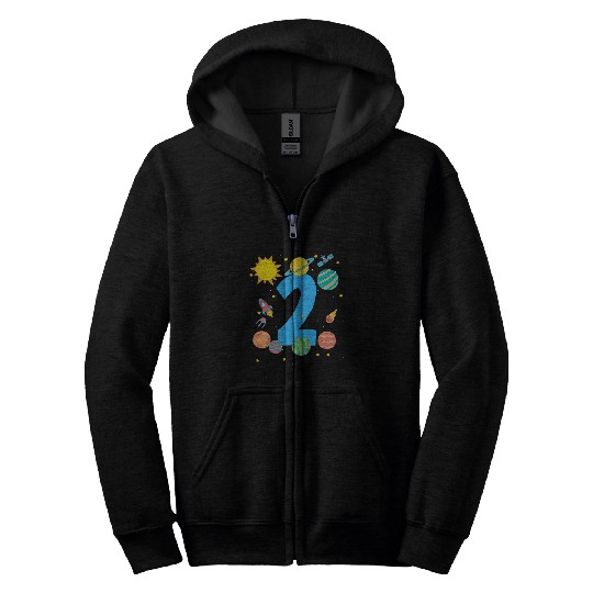 Space Number Two Adventure Fun Birthday Zip Hoodies