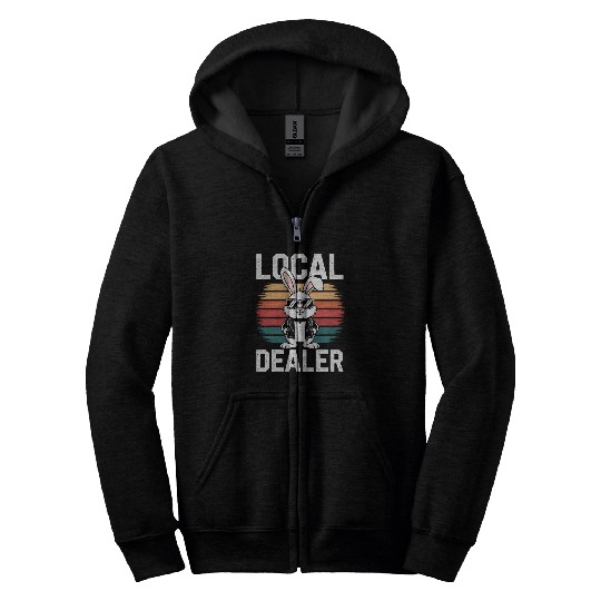 Local Egg Dealer Easter Bunny Retro Egg Farmer Zip Hoodies