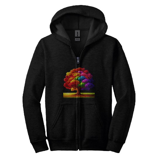 Rainbow colours Spectrum Tree Zip Hoodies