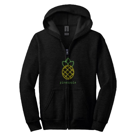 Tropical Neon Pineapple Fruit Summer Design Zip Hoodies
