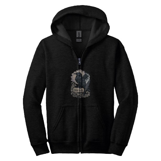 Baroque Raven Nevermore Scroll Poe Poetry Zip Hoodies