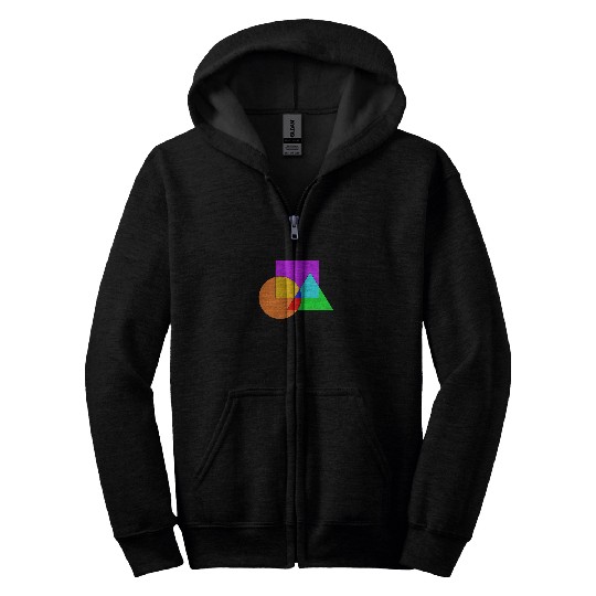 Colorful Design Tringle Square Circle Zip Hoodies