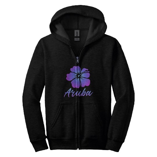 Aruba Hibiscus Zip Hoodies