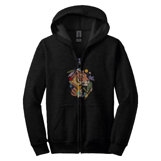 Abstract Tiger in an Artistic Style Zip Hoodies