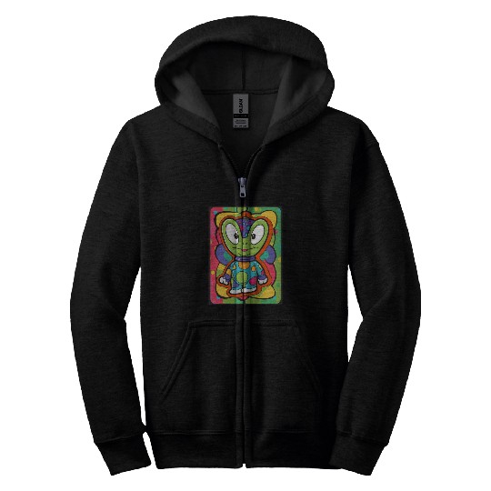 Colorful Cute Alien Zip Hoodies