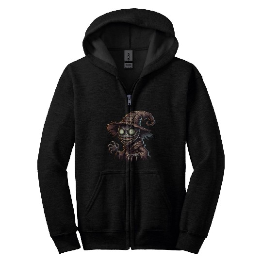 Evil Scarecrow Witch – Creepy Halloween Horror Zip Hoodies