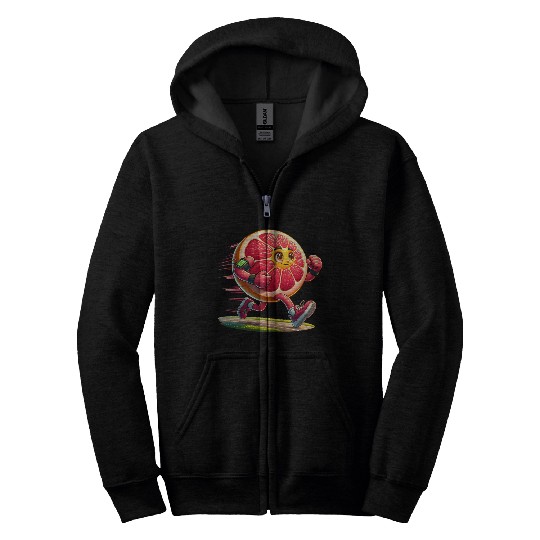 Running Grapefruit Power – Sporty Citrus in Motion Zip Hoodies