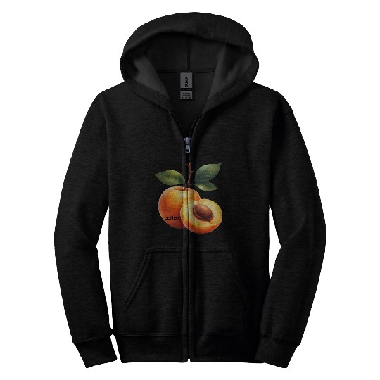 Apricot branch with green leaves Zip Hoodies
