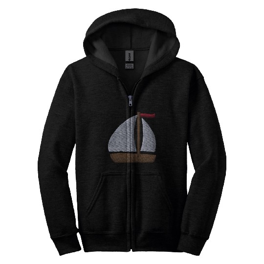 Sailboat embroidered Zip Hoodies