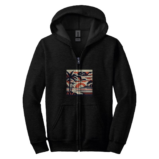 Twilight Palm & Factory Scene Zip Hoodies