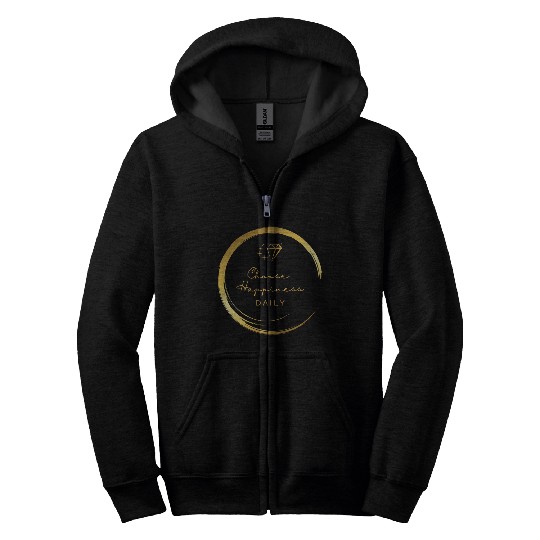 Choose Happiness Luxury Design - Gold Empowerment Zip Hoodies