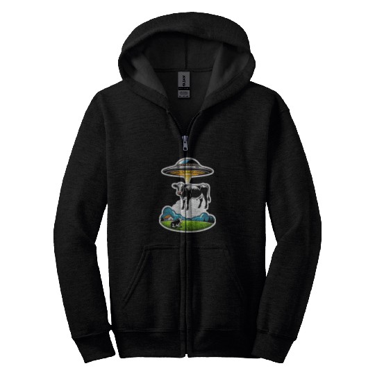 Alien UFO cow abduction Zip Hoodies