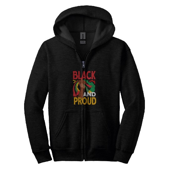 Juneteenth Black And Proud Zip Hoodies