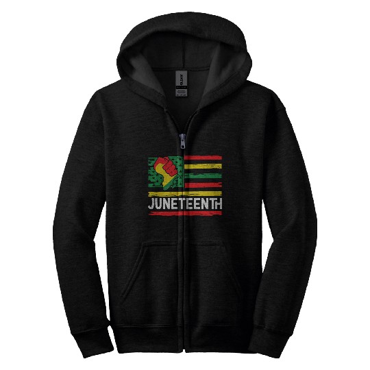 Freedom Day Juneteenth Black And Proud Zip Hoodies