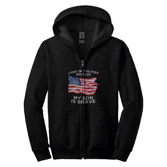 Land of the free because my son is brave USA Zip Hoodies