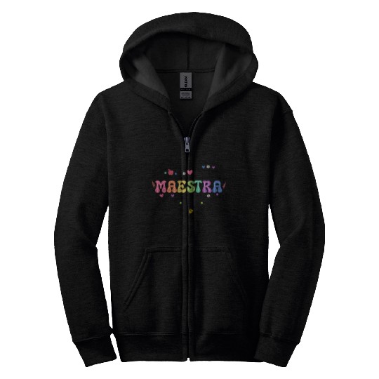 Teacher Maestra Spanish Teacher Heart Zip Hoodies
