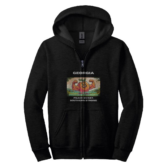 Georgia Peach State Art Zip Hoodies