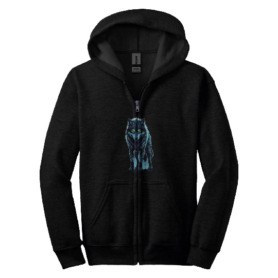 Tribal Night Wolf with Glowing Eyes Zip Hoodies