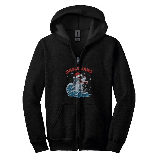 Jingle Jaws – Christmas Holiday with Bite Design Zip Hoodies