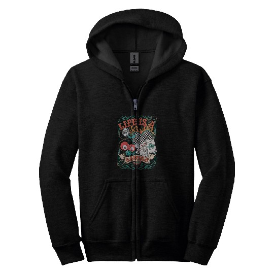 Life Is A Gamble Retro Poker Player Zip Hoodies