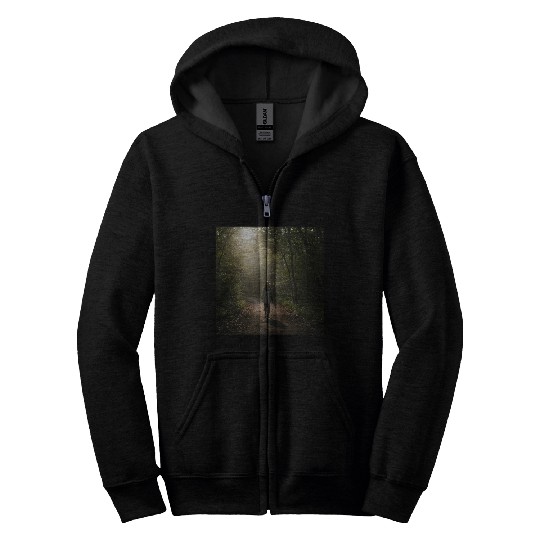 Enchanted Forest Path Illustration Zip Hoodies