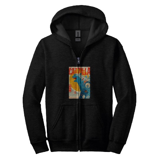 Catzilla Retro Movie Poster Zip Hoodies