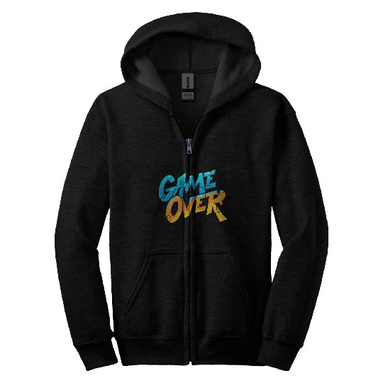 Graffiti Style Game Over Typography Zip Hoodies