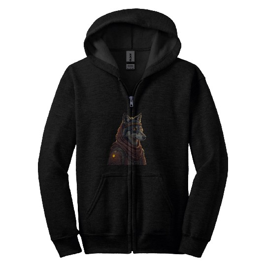 Mystical Wolf Chief Illustration Zip Hoodies