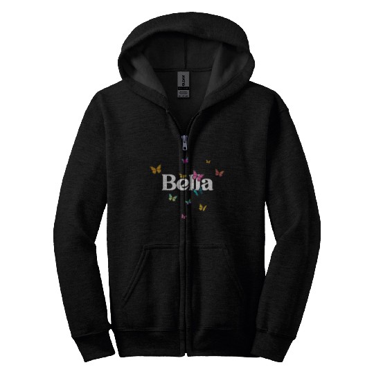 BELLA - beautiful girl name with cute butterflies Zip Hoodies