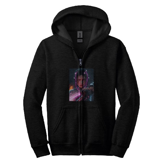 Cyberpunk Samurai Girl Zip Hoodies