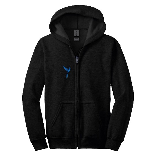 DM Blue Hummingbird Logo Dark Zip Hoodies