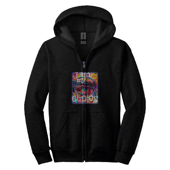 Vivid Psychedelic Eye Art Zip Hoodies