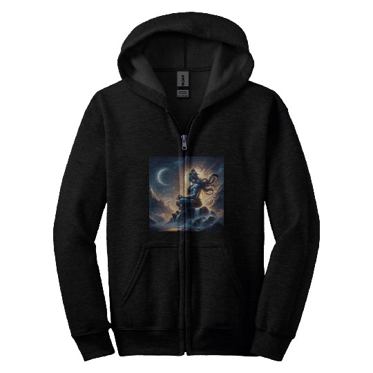 Celestial Meditation Oracle Design Zip Hoodies