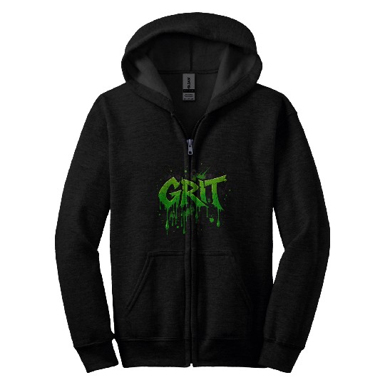 Grit – Bold Green Graffiti Power Zip Hoodies