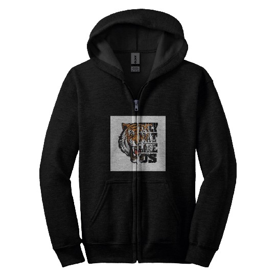 Bold Tiger and Protest Message Design Zip Hoodies