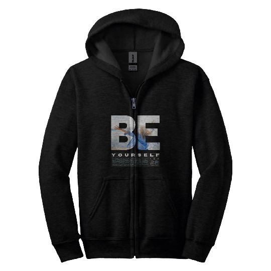 Be Yourself Inspirational Beach Scene Design Zip Hoodies