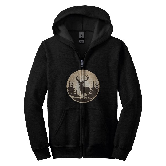 Majestic Deer in the Wilderness Zip Hoodies