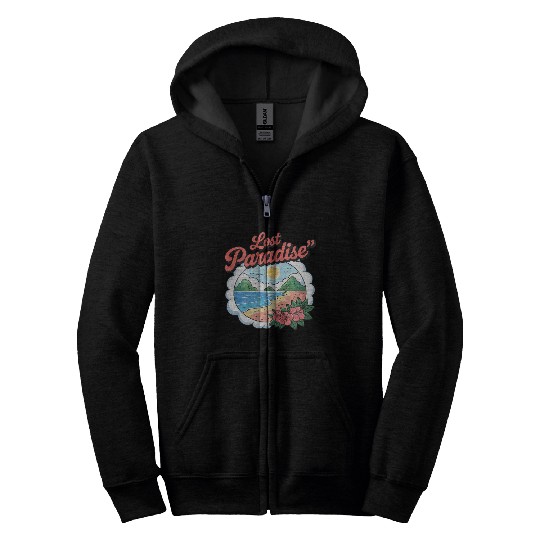 Lost Paradise Tropical Scene Zip Hoodies