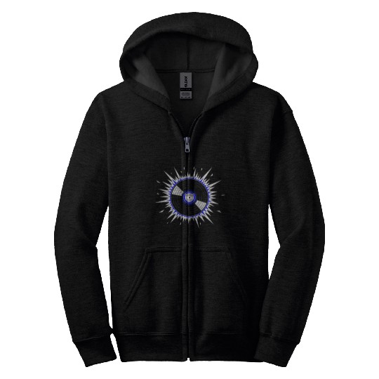 Vinyl Record Starburst Design Zip Hoodies
